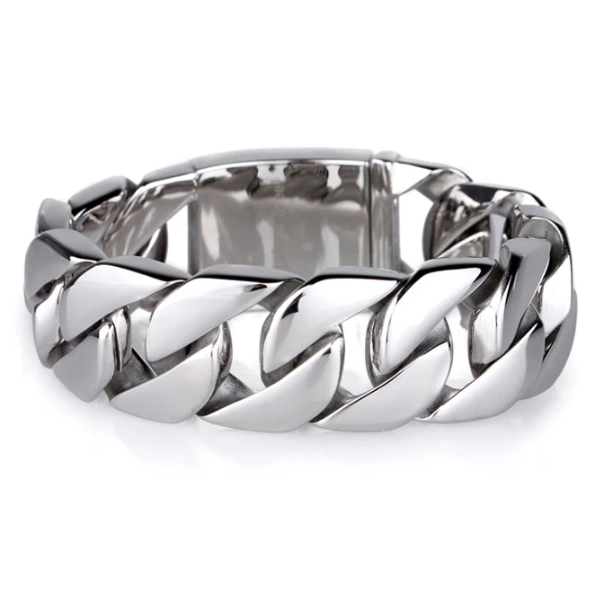 Блестящие мужские панцирные браслеты из нержавеющей стали 316L в стиле панк