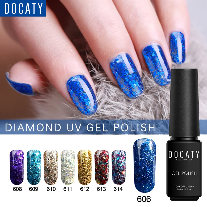 Docaty гибридные Лаки Алмазный УФ гель 7 мл полуперманентный лак Светодиодная лампа