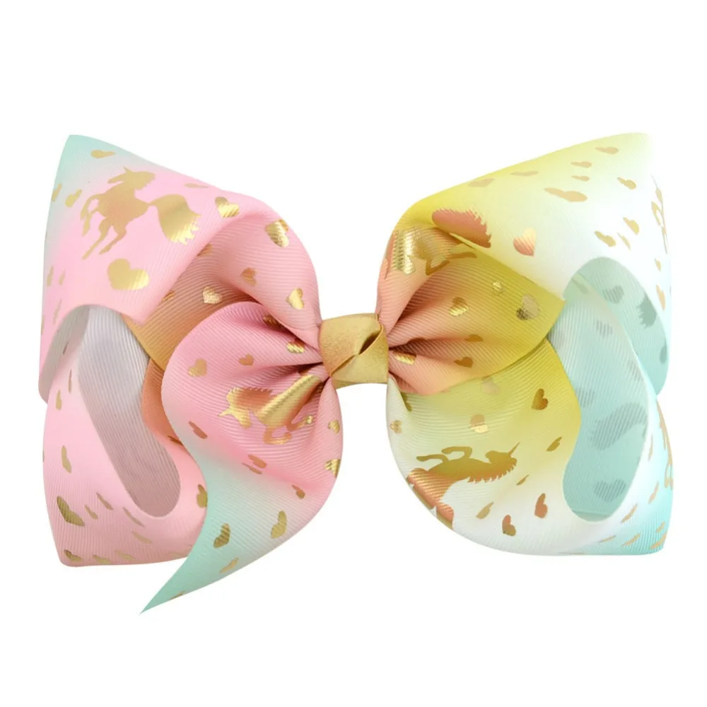 8 дюймов заколки для волос девочек с зажимы типа крокодил принтом в виде Hairbow