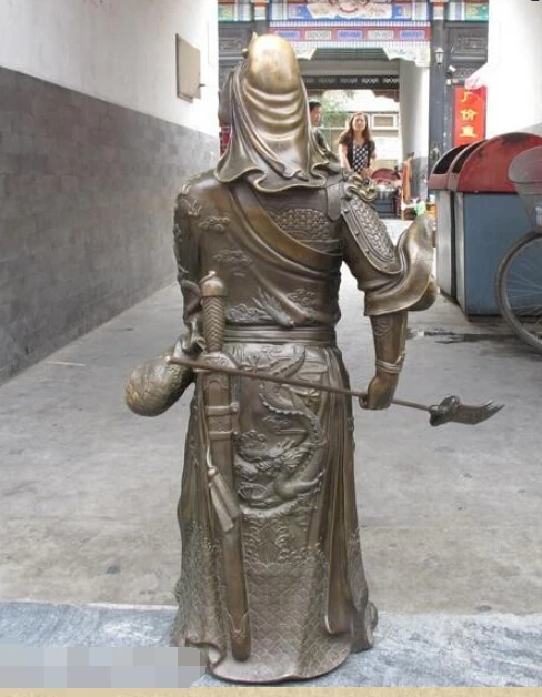 SCY 37 &quotкитайские из чистой бронзы Dragon Guan Gong GuanYu warrior с двойными краями статуя меча