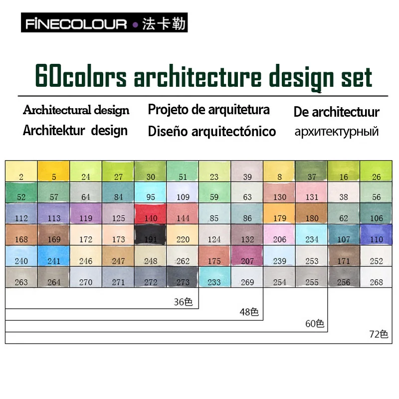 Finecolour EF101 Граффити Маркер рисунок ручки finecolor 160/72/60/48/32 компл. двойной алкоголь эскиз маркеры картина подкладке Manga - Цвет: 60 architect EF101
