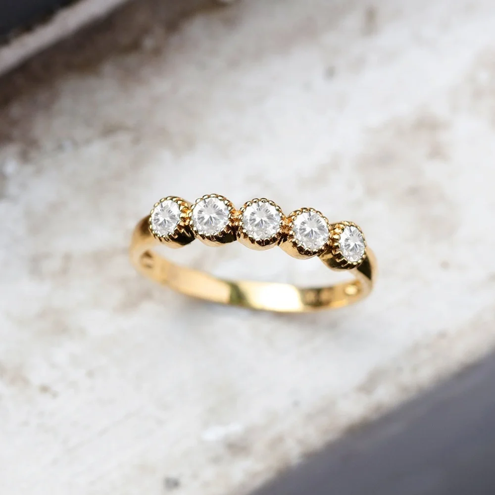 Новое простое 14K Золотое кольцо с бриллиантом однорядное ювелирные изделия
