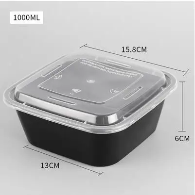 1000ML 50 шт одноразовые контейнеры для еды пластиковый для хранения еды контейнер безопасные контейнеры для приготовления пищи для дома кухонное Хранение продуктов коробка - Цвет: 1000ML