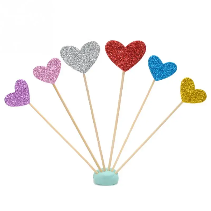 6 шт. ручной прекрасный розовый Сердце Звезда кекс топперы для маленьких девочек