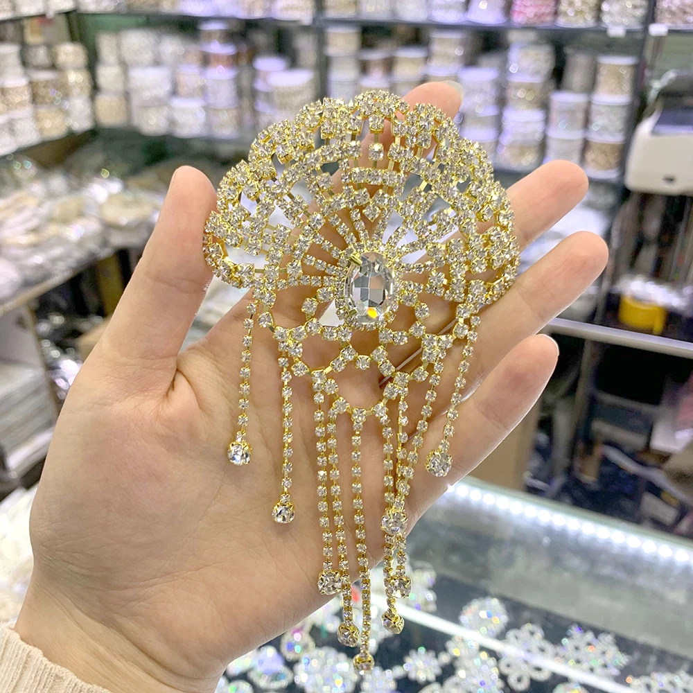 Аппликация из прозрачного кристалла AB в форме цветка наплечная цепочка с