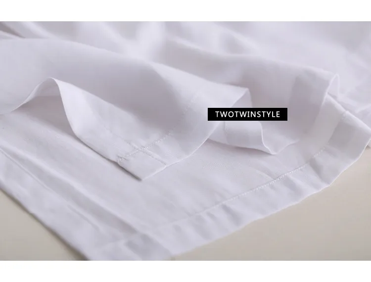 TWOTWINSTYLE Повседневное миди летнее платье Для женщин рубашка платья Женский Топ Блузка с длинными рукавами белого и черного цвета новинки в Корейском стиле больших размеров
