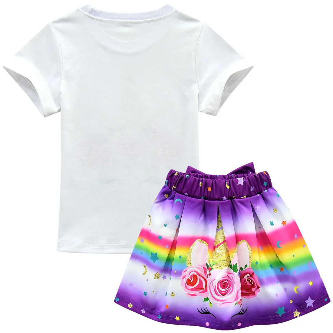 3-10Y Cute Girls Summer Clothing Kid T-shirt Tops+Short skirt 2pcs Outfits Kids Fashion Clothes toddler girl unicorn clothes