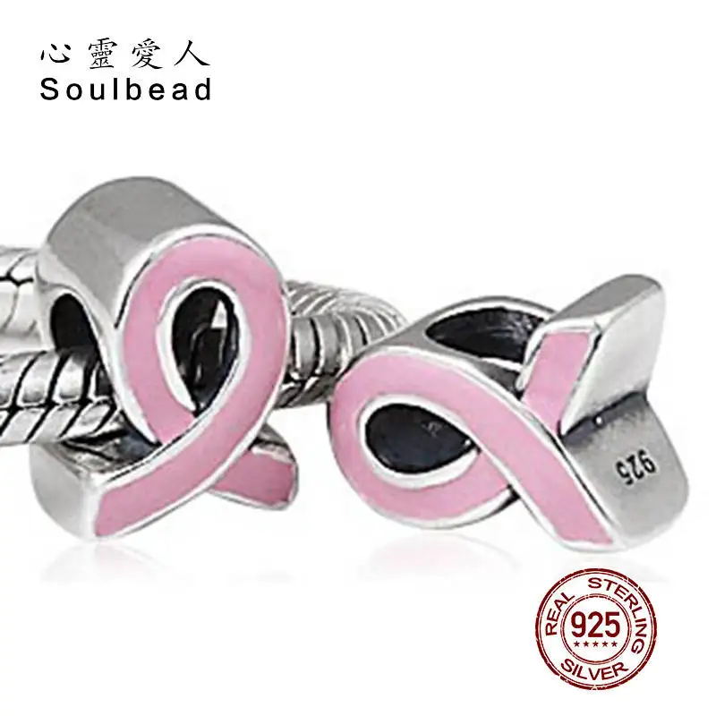 Soulbeads Fit Pandora амулеты Серебро 925 Оригинал раковые груди понимание розовый браслет