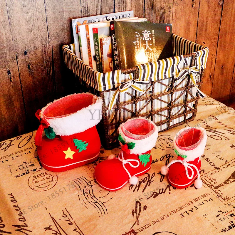 

1pcs/bag Candy Boots Christmas Decoration products Delicate Gift Bag Festival Christmas Stockings Gift Holders