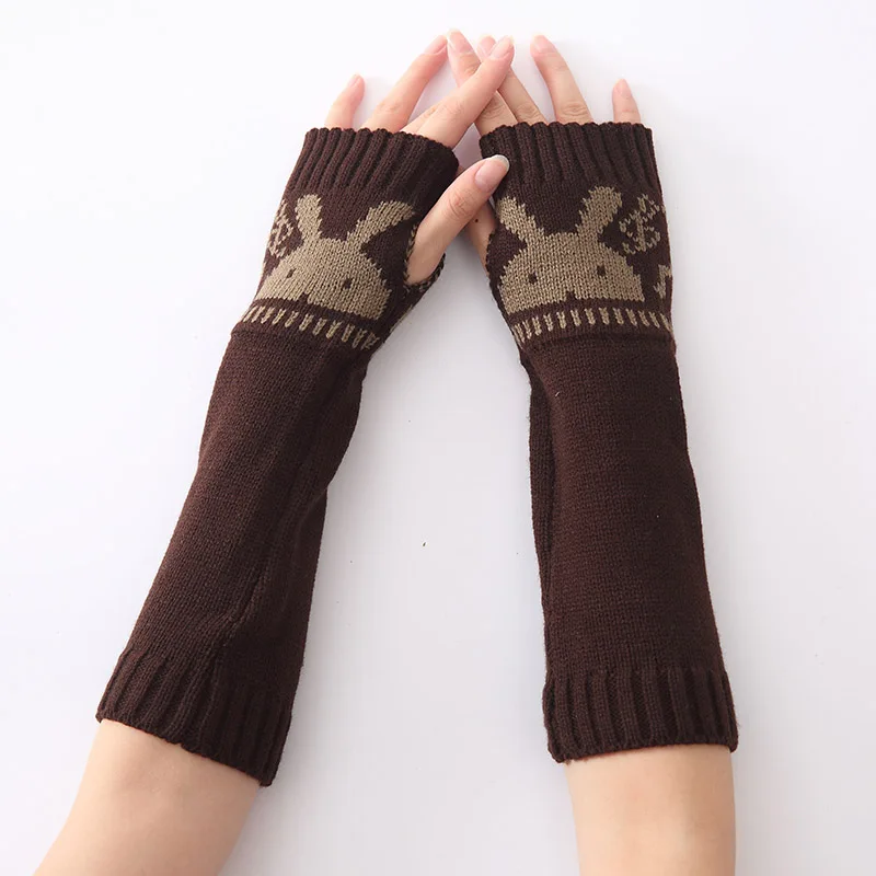Длинные вязаные перчатки без пальцев женские зимние однотонные Женские варежки
