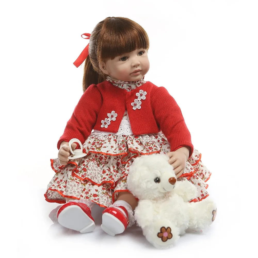 

Sweet smile girl baby reborn Silicone dolls, lifelike Exquisite lol doll reborn babies toys fashion princess skirt gift 58cm