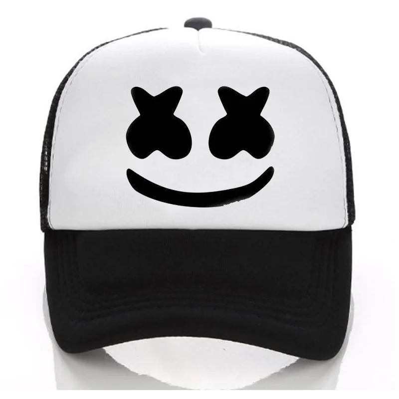 1 Кепка с мордочкой Marshmello, детская бейсболка, Кепка Для Взрослых, солнцезащитная Кепка s, мужские летние черные шапки, регулируемый размер, Детская/унисекс сетчатая Кепка, логотип на заказ - Цвет: 1