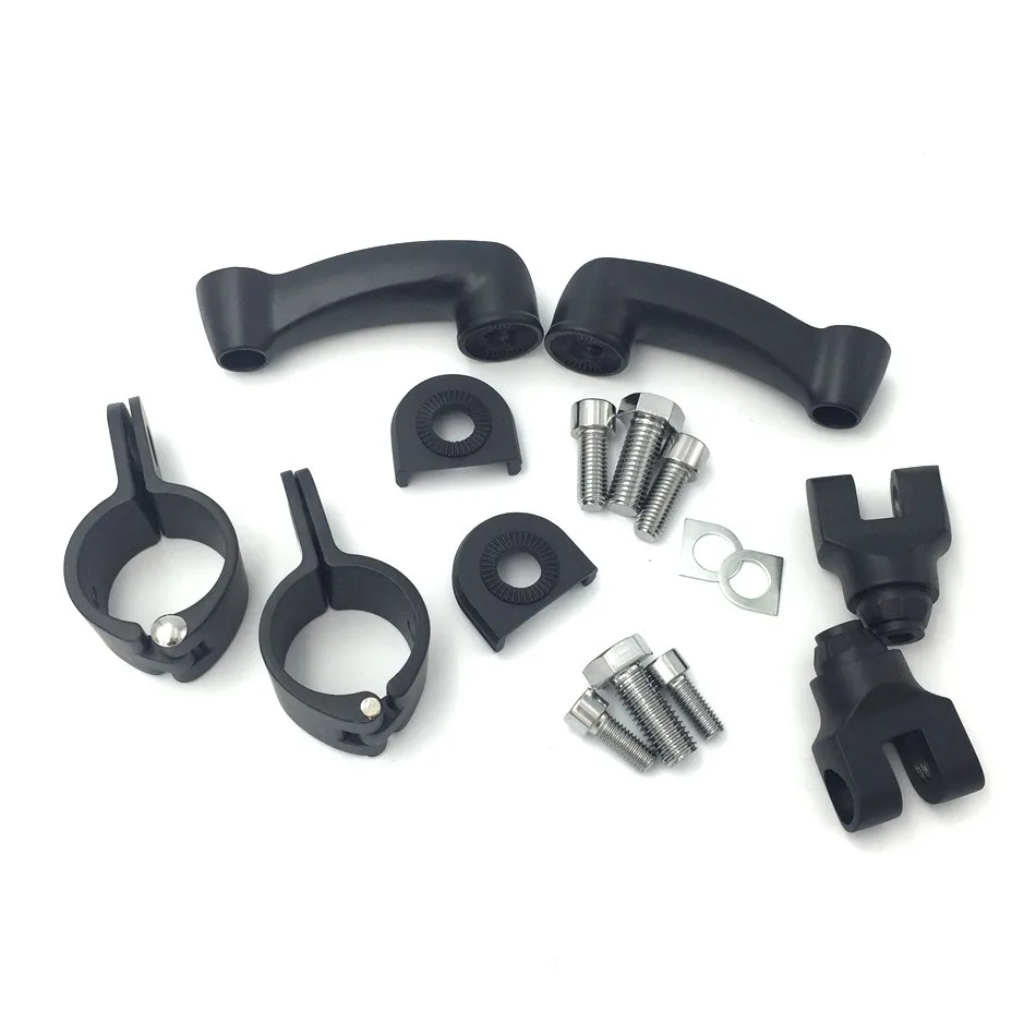 Motorcycle BLACK 360 Degree Adjustable Highway Peg Mounting Kit For any Bike Equipped with 1-1/2 inch (1.5