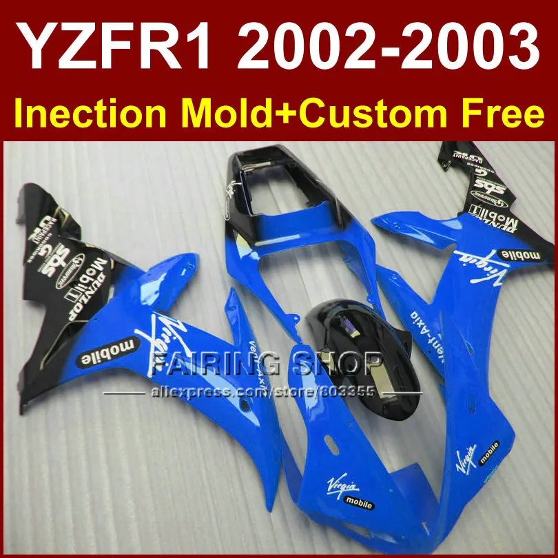 

Hot sale mobile custom fairing for YAMAHA bodyworks 02 03 YZF1000 YZF R1 2002 2003 yzf r1 blue body parts Aftermarket +7gifts