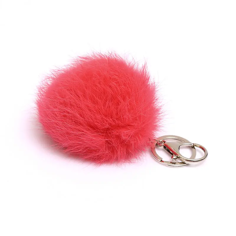 Оптовая продажа 8 см брелок с шариком из натурального кроличьего меха помпоном