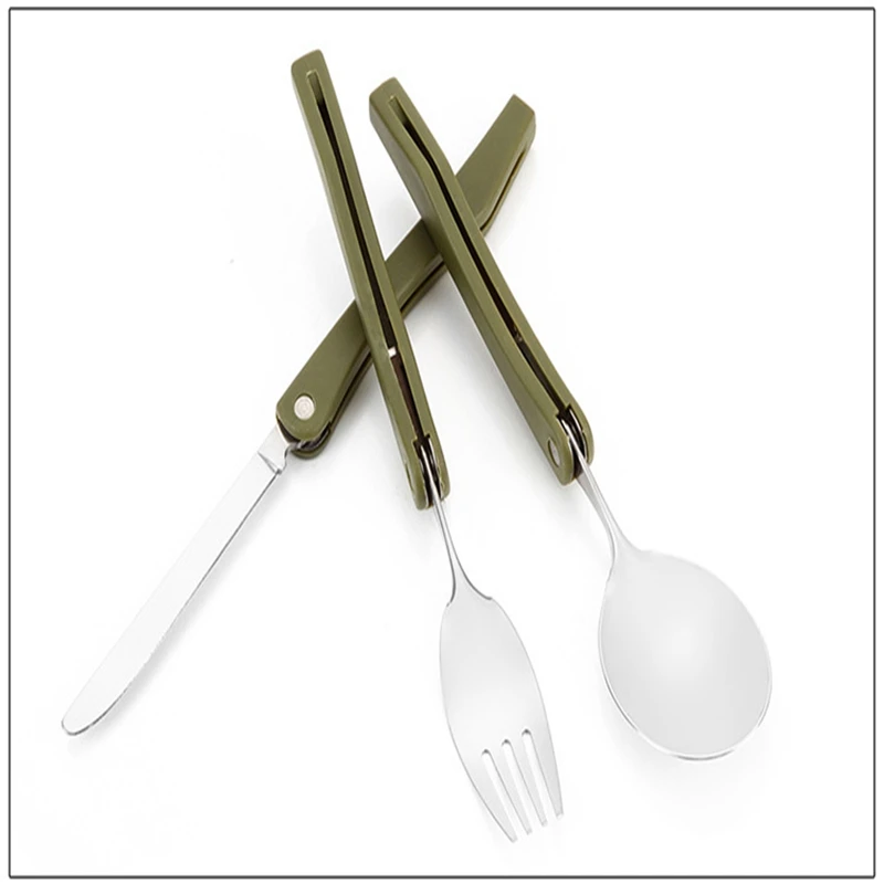 

YINGTOUMAN Portable Folding Camping Tool Stainless steel outdoor tableware folding tableware set picnic spoon fork travel kit