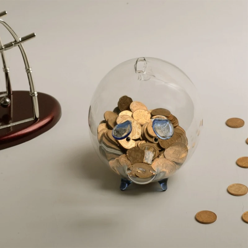 Свинья копилка монетная милый прозрачный стеклянный сувенир подарок на день
