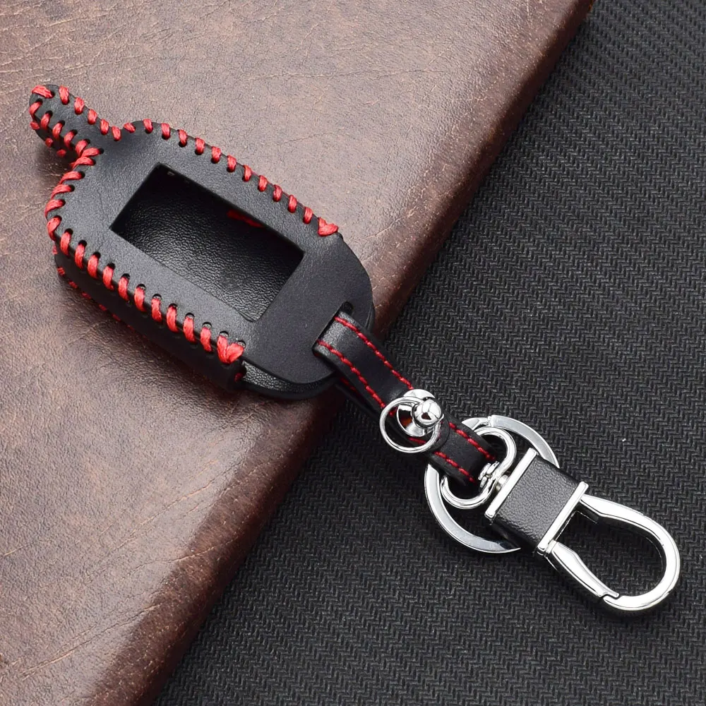 ATOBABI A9 Genuine Leather Key Case Remote Controller Keychain Holder Skin For Two Way Car Alarm StarLine A6 A8 LCD Cover |