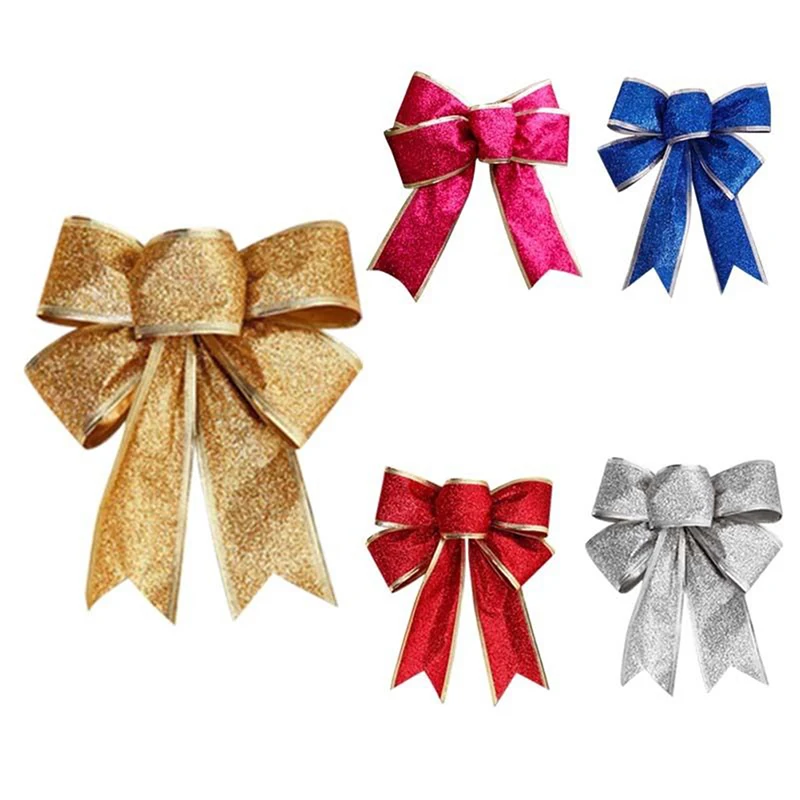 12pcs Pretty Bow Xmas Ornament Christmas Tree Decoration Festival Party Home Bowknots Baubles New Year Decor | Дом и сад