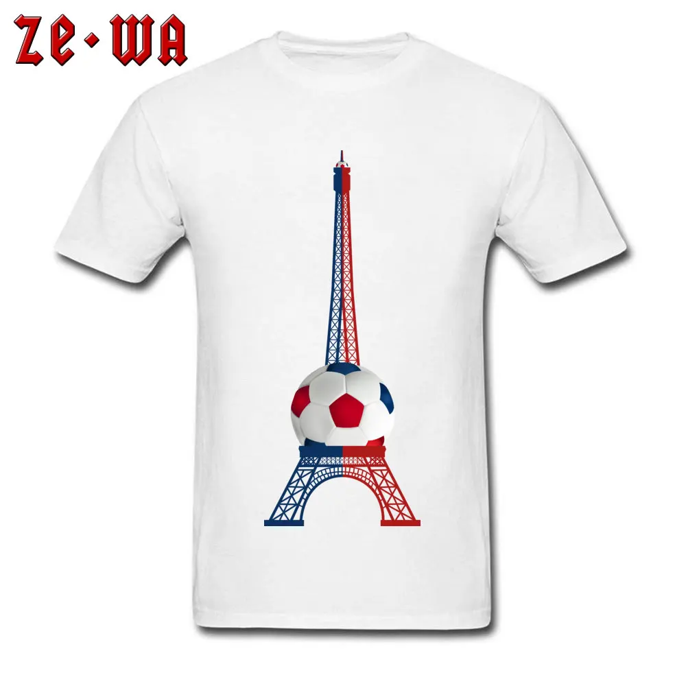 

3D T-Shirt Men Footballer T Shirts Eiffel Tower Print Tops Cotton Fabric White Tee Slim Fit Father Day Gift Clothes Cheap Custom