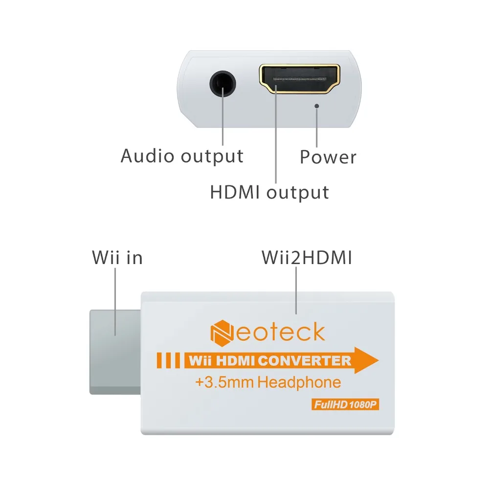 Neoteck высокое качество wii в HDMI конвертер Поддержка Full HD 720P 1080P 3,5 мм аудио wii 2HDMI адаптер для HDTV wii конвертер