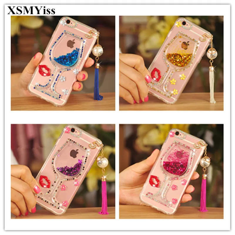 

Goblet Liquid Quicksand Pendant Tassel Bling Glitter Cover Case For Xiaomi Redmi 5 7 8 9 6A 7A 8A 9A 9C Note 5 6 7 8 9 Pro 8T 9T