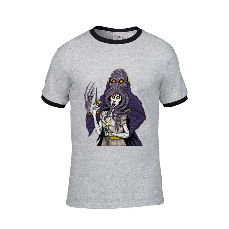 2021 streetwear Bad MF Azhmodai gygax lovecraft dnd cthulhu mind flayer illithid d20 Men game anime t shirts male tshirt t-shirt | Мужская