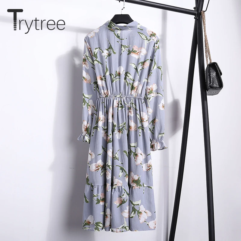 Trytree летнее осеннее богемное платье с цветочным принтом 3 цвета женские платья