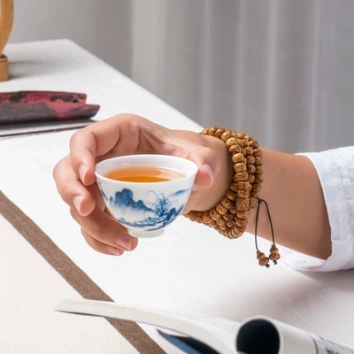 Ручная роспись пейзаж белый фарфор Чайный набор кунг-фу чай Gaiwan Чайник дома