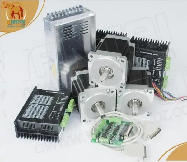 

Wantai 3axis Nema23 Stepper Motor 57BYGH627 1.9N.m 270oz-in 76mm 3A+Driver DQ542MA 4.2A 50V 128micro+Power+breakout board&cable