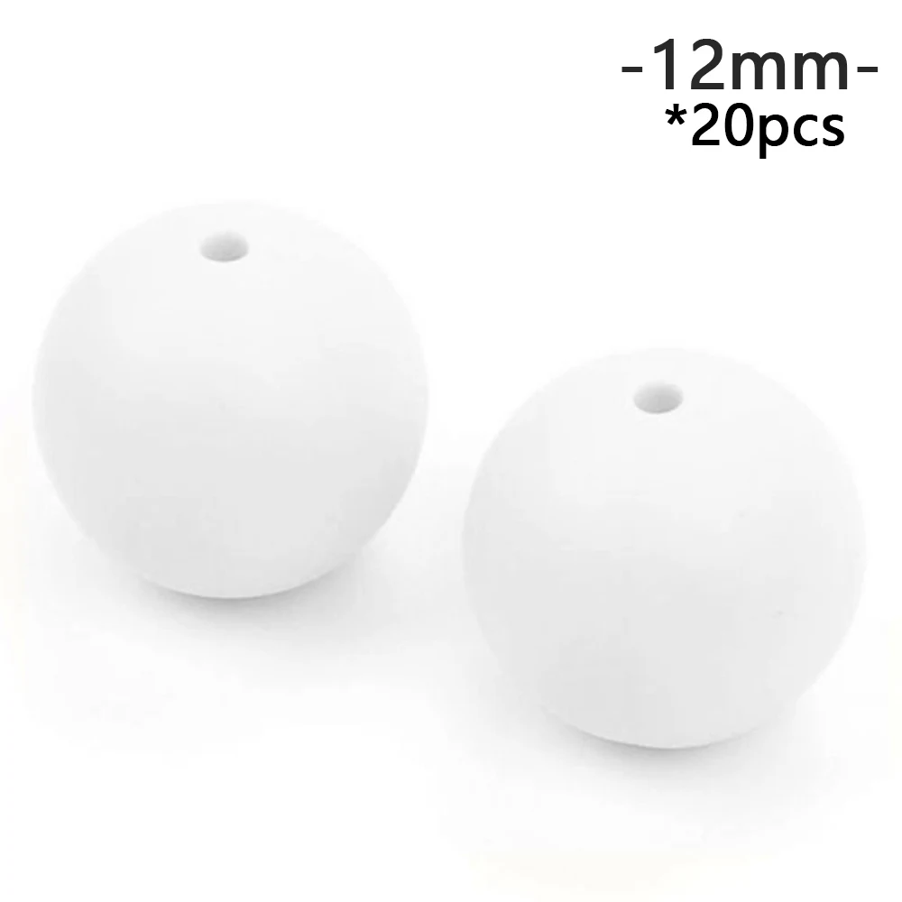 Snow LOFCA, 12 мм, 20 шт./лот, силиконовые бусины, рассыпчатые, сделай сам, жевательные, цветные, для прорезывания зубов, для младенцев, безопасный, Круглый Прорезыватель - Цвет: Snow
