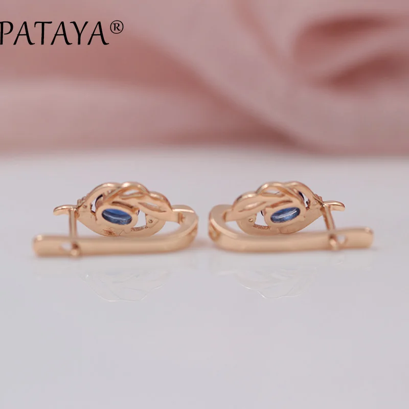 PATAYA, Новое поступление 585, розовое золото, зеленый овальный натуральный циркон, винтажные свисающие серьги для женщин, хорошее ювелирное изделие, короткие серьги, аксессуары