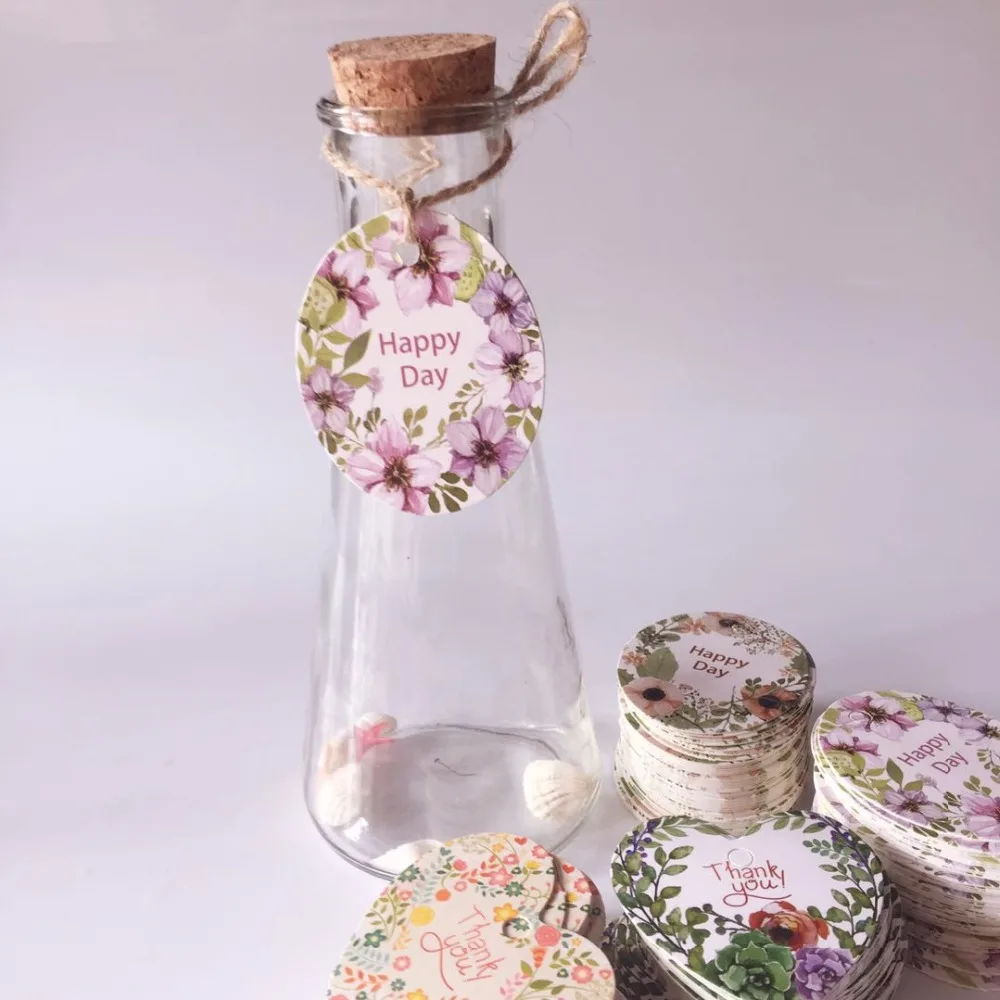Подарочная бирка с надписью Thank You/Happy day 50 шт.|Украшения своими руками для