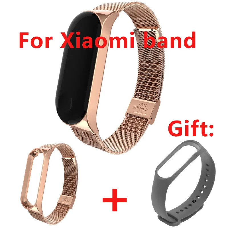 Браслет Для Xiaomi Band 3 и 4 металлический сменный ремешок из нержавеющей стали
