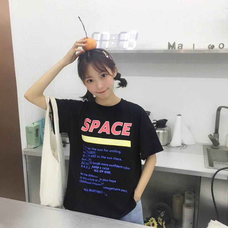 Harajuku Kawaii свободная футболка с буквенным принтом одежда для школьниц летняя Ulzzang