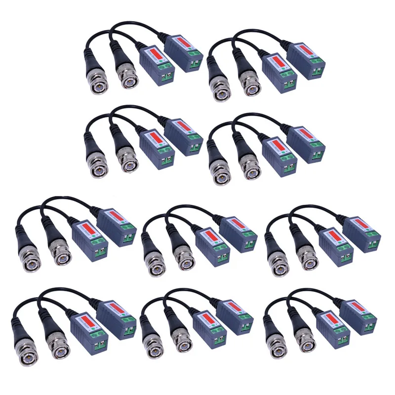 10pair 20pcs/lot Twisted Video Balun Passive Transceivers 3000FT Distance UTP BNC Cable Cat5 CCTV XR649 | Безопасность и защита