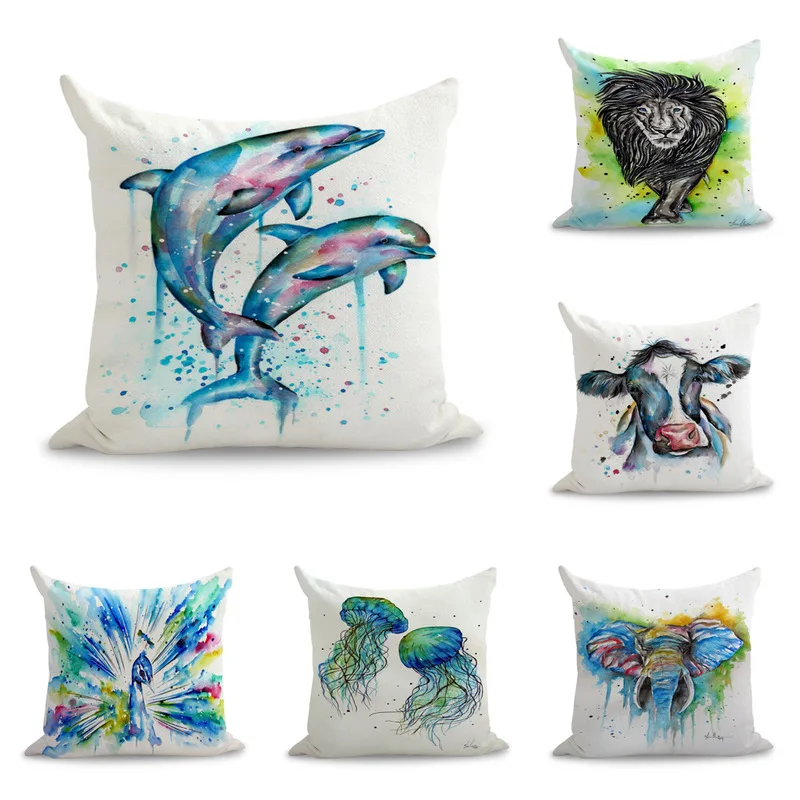 Прямая продажа с фабрики цвет животных слон Лев хлопок лен домашняя наволочка