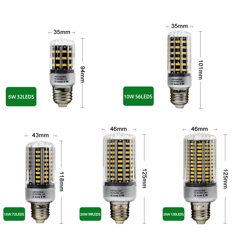 Без мерцания SMD 5736 светодиодный свет кукурузы 5 Вт 10 15 20 25 E27 светильник теплый