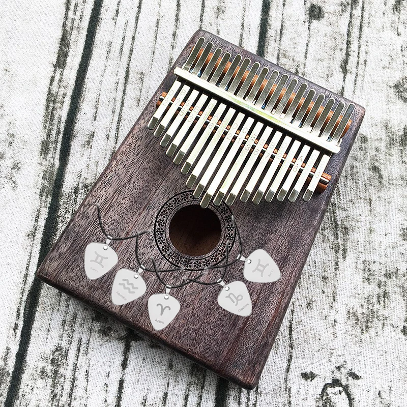 

17 Key Kalimba Mahogany Thumb Piano Mbira Natural Mini Keyboard Instrument gift with free zodiac pick necklace