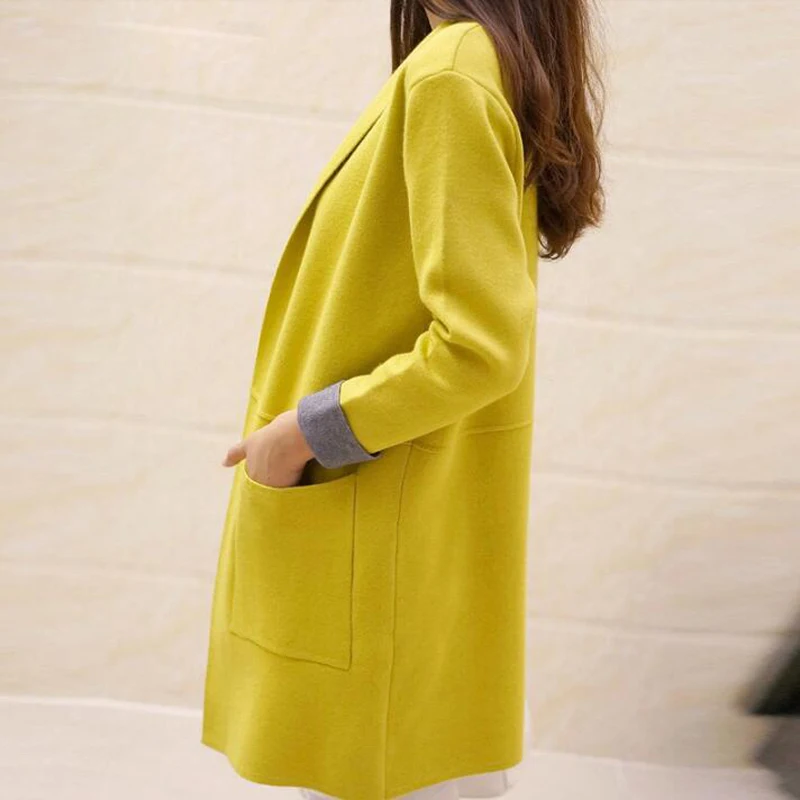 Long Cardigan Female 2018 Autumn Winter Women Sleeve Sweater Knitted Cardigans For Jacket Tops |