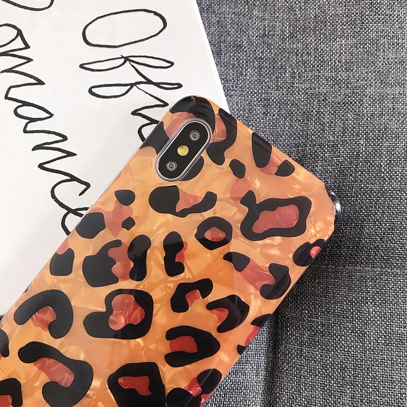 Fashion Shell Leopard Case for Iphone Xs Max XR Smooth 6 6S 7 8 Plus 6s X Anti-knock Soft Silicone Back Cover |