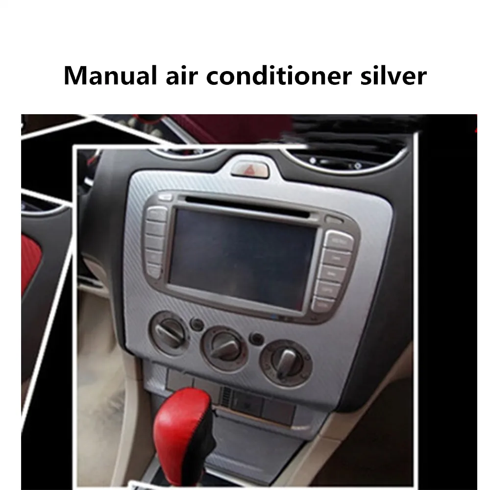 Manual air silver Автомобильный интерьер, Центральная панель управления, наклейки на выходе, наклейка из углеродного волокна, автомобильный Стайлинг для Ford Focus 2 MK2, автомобильные аксессуары - Название цвета: Manual air silver