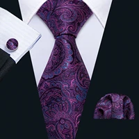 men ties silk woven necktie purple floral tie set handkerchief cufflinks paisley neck tie designer male gift barry wang fa 5158