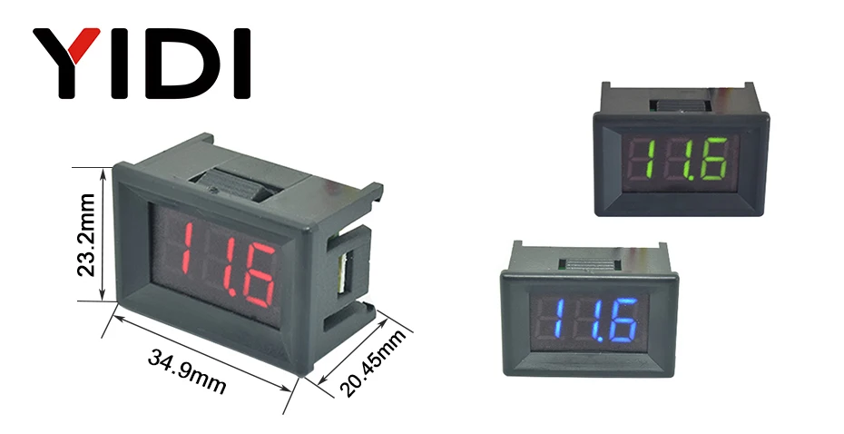 0,3" DC 0-100 в мини светодиодный цифровой вольтметр Красный Зеленый Синий светодиодный Напряжение DC 2,3-30 в Калибровка для чтения метр 2 3 кабеля
