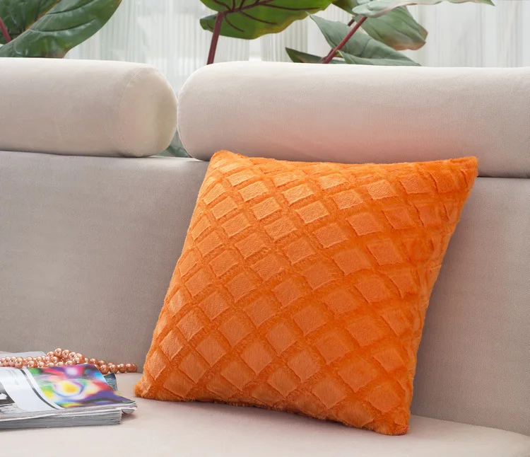 Orange 45x45 см/17,72x17,7" Однотонная Одежда Подушка с ромбами крышка из хлопка и льна для декоративной диванной подушки сиденья Диван объятия Детские чехол - Цвет: Orange