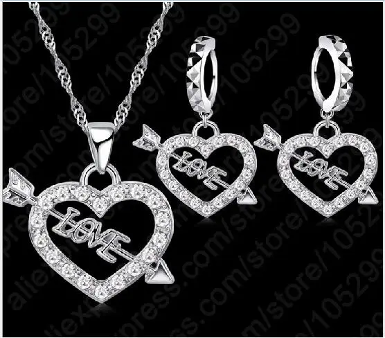 Модный набор украшений для женщин в форме сердца ювелирных свадьбы высокое