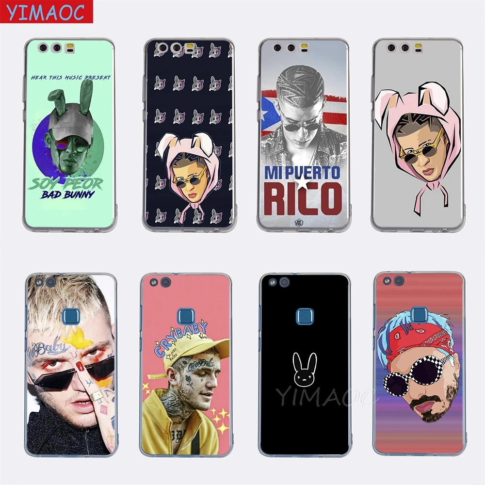Мягкий чехол YIMAOC Bad Bunny Maluma Lil с открытым носком для Huawei P8 P9 P10 P20 P30 Lite Pro P smart 2019 |