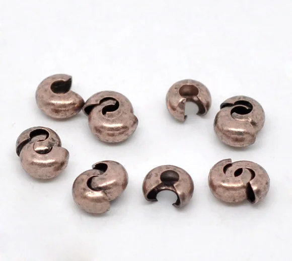 

Copper Crimp Beads Half Round Antique Copper 4mm( 1/8") Dia, 20 PCs new