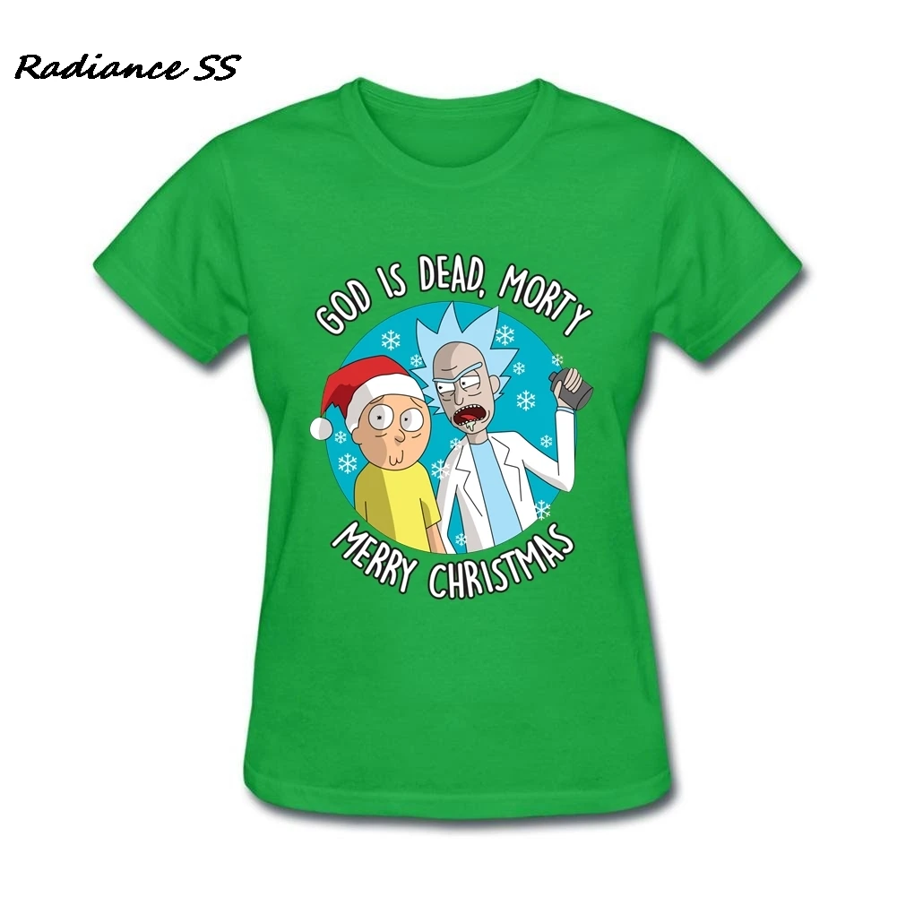Новый стиль рождественский подарок топы на заказ Рик и Морти женские футболки