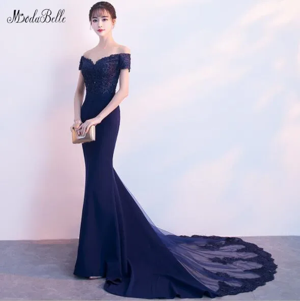 Modabelle военно морской флот голубое платье для подружки невесты Vestidos Para Damas De Honor Boda